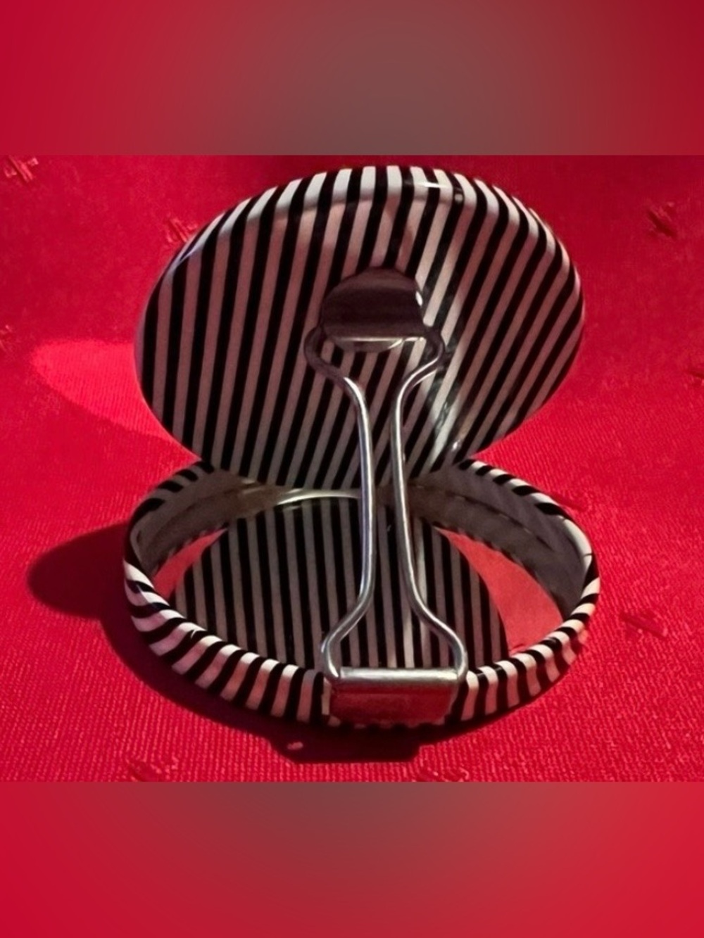 Rare Vintage made in Germany Striped Black and White Pocket Mirror